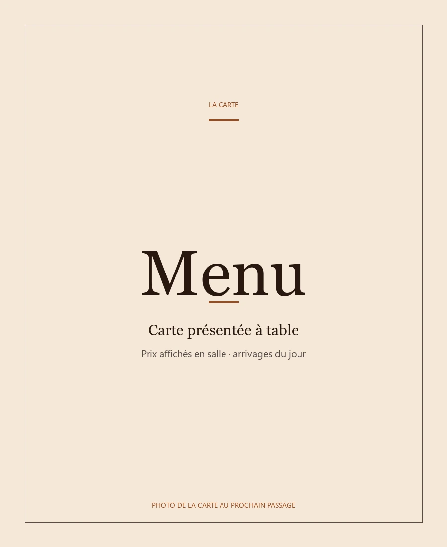 Carte Coffee Shop Tahiti, photo de la carte au prochain passage